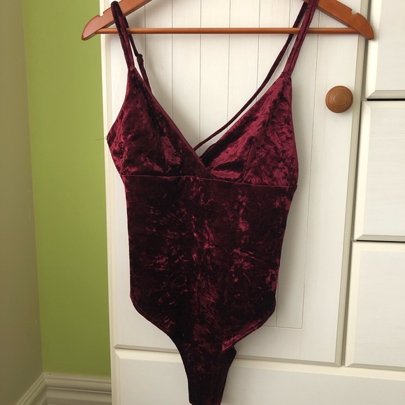Velvet Maroon Bodysuit - Picture 1 of 3